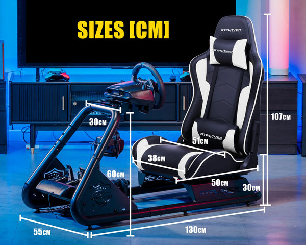 GTPLAYER Racing Simulator Cockpit with Seat, Sim Racing Cockpit Multi-function Adjustable Gaming Wheel Stand for G25 G27 G29