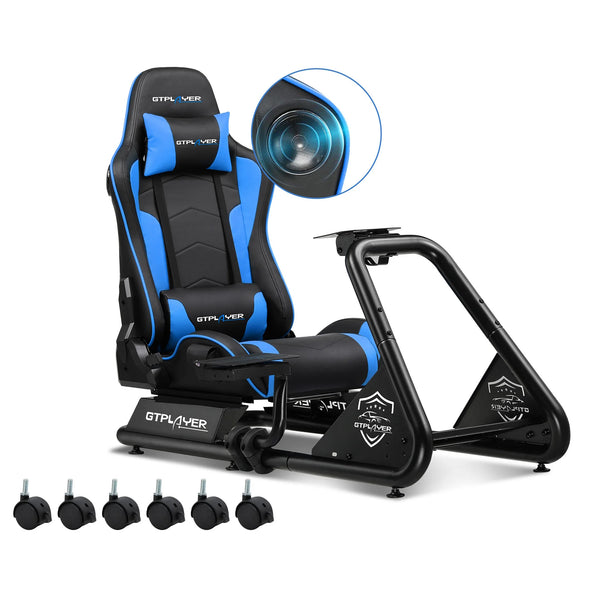 GTPLAYER Racing Simulator Cockpit with Seat, Sim Racing Cockpit Multi-function Adjustable Gaming Wheel Stand for G25 G27 G29