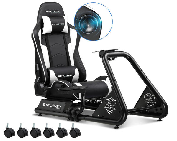 GTPLAYER Racing Simulator Cockpit with Seat, Sim Racing Cockpit Multi-function Adjustable Gaming Wheel Stand for G25 G27 G29