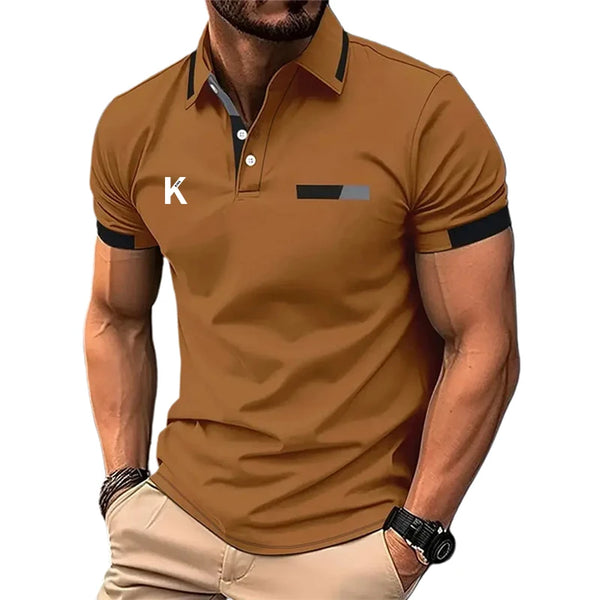 Men's Business Polo Golf Polo Work Casual Lapel Short Sleeve Basic Patchwork Button Spring & Summer Regular Fit Business Polo