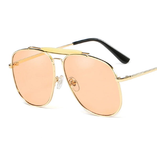 B155 Retro Oversized Metal Sunglasses Ladies Men Peach Red Pilot Sunglasses Trend Designer Glasses UV400 2023 New