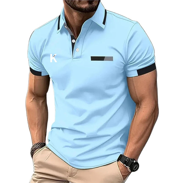 Men's Business Polo Golf Polo Work Casual Lapel Short Sleeve Basic Patchwork Button Spring & Summer Regular Fit Business Polo