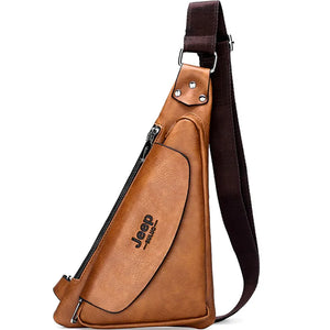 JEEP BULUO Breast Package Men Shoulder Crossbody Bag Leisure Waterproof and Hard-Wearing Split Leather Travel Male Bags