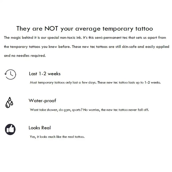 Semi Permanent Temporary Tattoo Sticker， Totem Tattoo Designs Symbols Long lasting Waterproof for Women Men