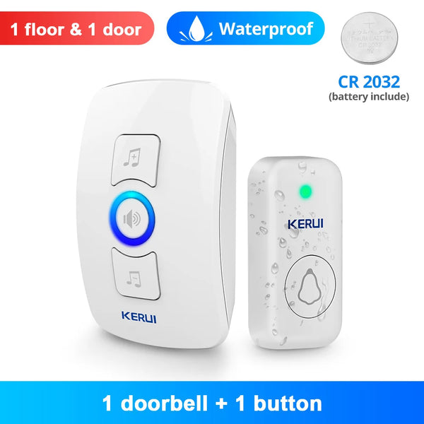 KERUI M525 Outdoor Wireless Doorbell Waterproof Smart Home Door Bell Chime Kit LED Flash Security Alarm Welcome House Melodies