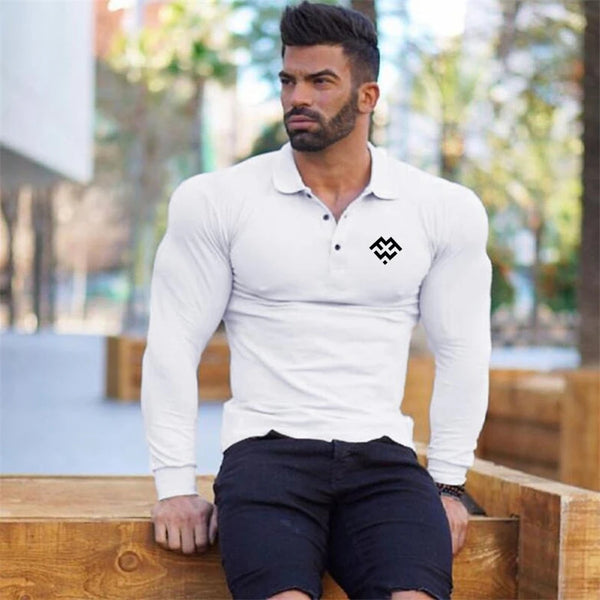 Brand New Breathable Men's Polo Shirt High Quality Fitness Men Stretch Cotton Long Sleeve Shirt Casual Spring Mens Polo Shirts