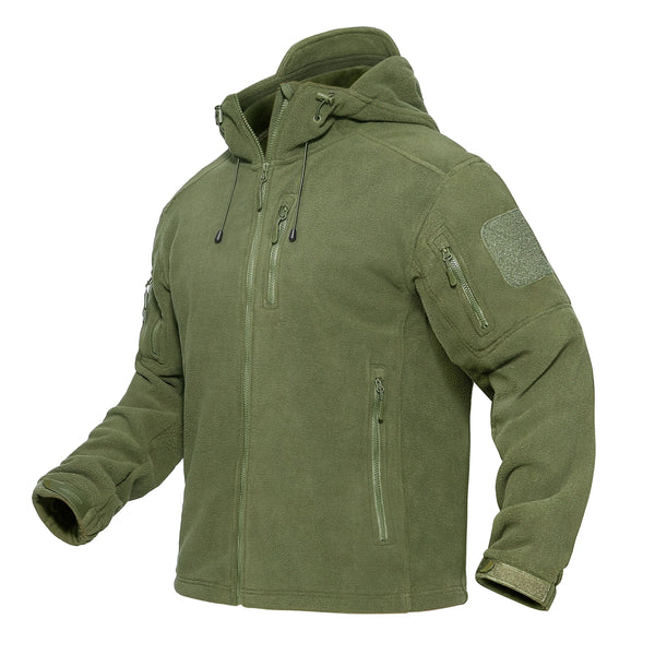 TACVASEN Spring Winter Fleece Jacket With Hoodie Mens Hooded Fleece Jacket Full-Zip Up Outdoor Windproof Hooded Warm Work Coat