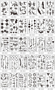 30 Sheets Waterproof Black Tiny Tattoo Feather Women Body Hand Art Drawing Temporary Tattoo Stickers Men Finger Words Tatto Face