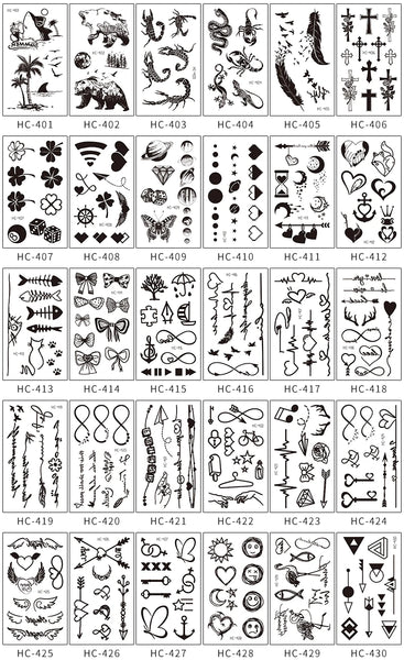 30 Sheets Waterproof Black Tiny Tattoo Feather Women Body Hand Art Drawing Temporary Tattoo Stickers Men Finger Words Tatto Face