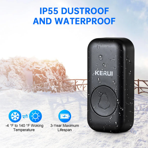 KERUI M525 Outdoor Wireless Doorbell Waterproof Smart Home Door Bell Chime Kit LED Flash Security Alarm Welcome House Melodies