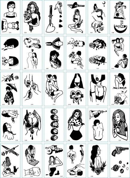 30Pcs/Set No Repeat Temporary Tattoo Stickers Waterproof Arm Clavicle Body Art Sticker Disposable butterfly tatouage temporaire