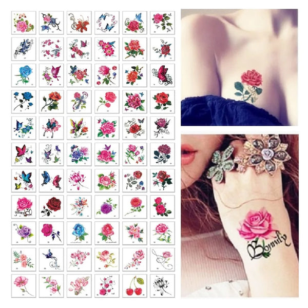 30Pcs/Set No Repeat Temporary Tattoo Stickers Waterproof Arm Clavicle Body Art Sticker Disposable butterfly tatouage temporaire