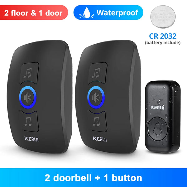 KERUI M525 Outdoor Wireless Doorbell Waterproof Smart Home Door Bell Chime Kit LED Flash Security Alarm Welcome House Melodies