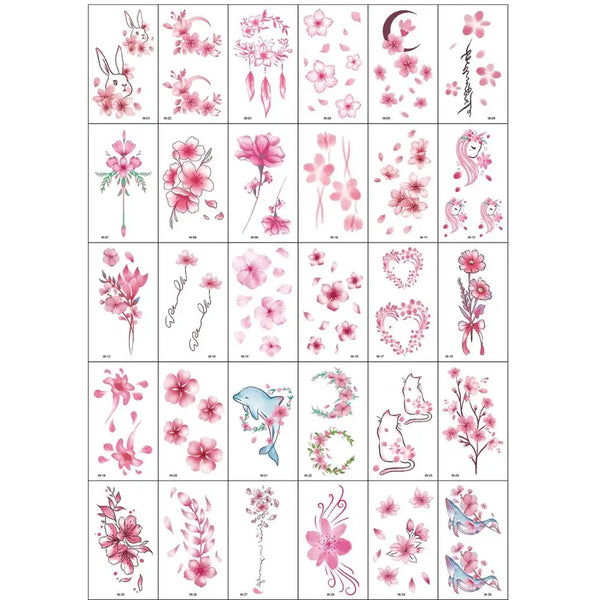 30Pcs/Set No Repeat Temporary Tattoo Stickers Waterproof Arm Clavicle Body Art Sticker Disposable butterfly tatouage temporaire