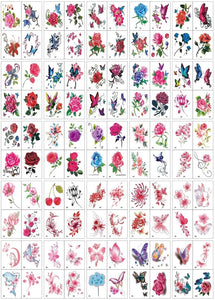 100pcs/Set No Repeat Flowers Butterfly Temporary Tattoos Waterproof Body Art Concealer Stickers Disposable tatouage temporaire