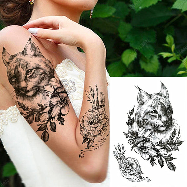 Black Flower Rose Waterproof Temporary Bird Snake Sexy Body Arm Leg Gem Henna Tattoo Fashion Big Fake Sleeve Sticker