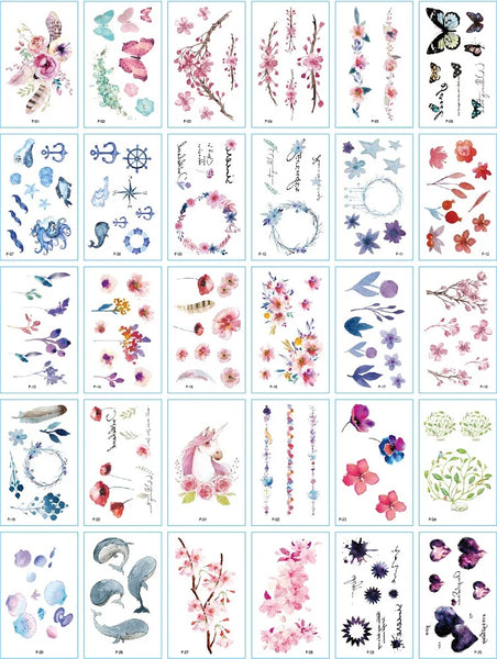 30Pcs/Set No Repeat Temporary Tattoo Stickers Waterproof Arm Clavicle Body Art Sticker Disposable butterfly tatouage temporaire