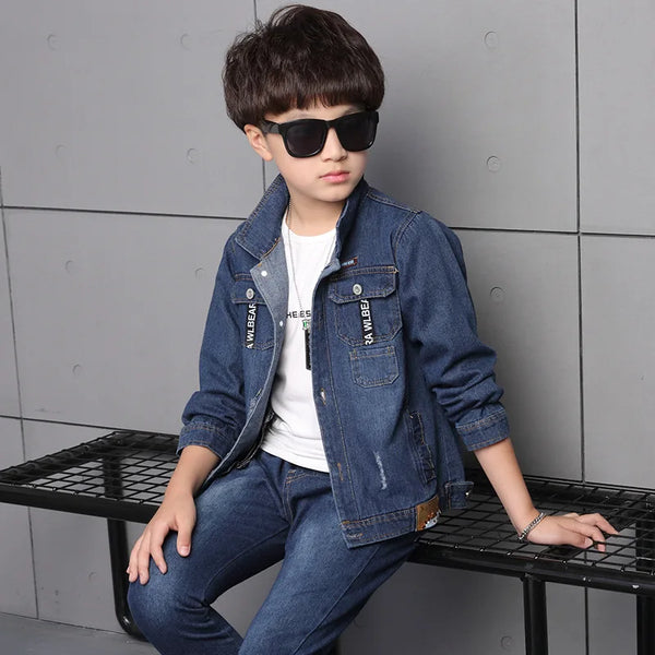 Children's Clothing Boy Spring Suit 2024 New Korean Children's Denim Suit Two Sets Of Autumn Children Clothes