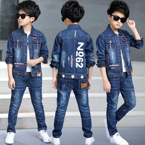 Children's Clothing Boy Spring Suit 2024 New Korean Children's Denim Suit Two Sets Of Autumn Children Clothes