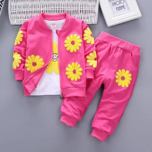 2023 Real Roupas Infantis Children's Garment Spring And Autumn New Girl Pure Cotton Printing Three-piece Child Suit 0-4y