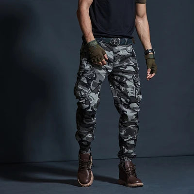 High Quality Khaki Casual Pants Men Tactical Joggers Camouflage Cargo Pants Multi-Pocket Fashions Black Army Trousers Work Wear