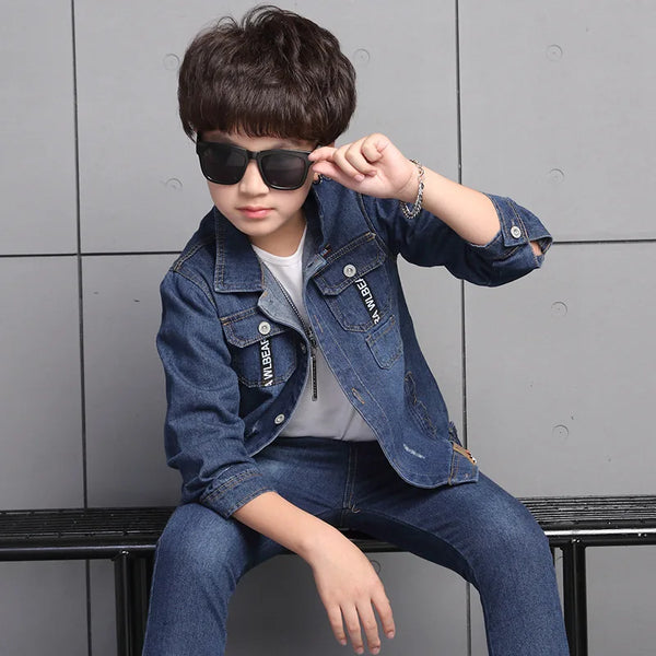 Children's Clothing Boy Spring Suit 2024 New Korean Children's Denim Suit Two Sets Of Autumn Children Clothes