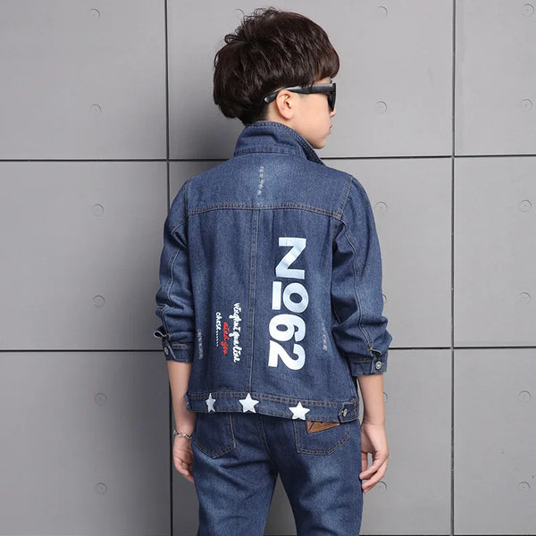 Children's Clothing Boy Spring Suit 2024 New Korean Children's Denim Suit Two Sets Of Autumn Children Clothes