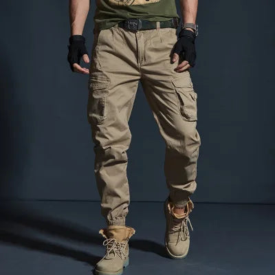 High Quality Khaki Casual Pants Men Tactical Joggers Camouflage Cargo Pants Multi-Pocket Fashions Black Army Trousers Work Wear