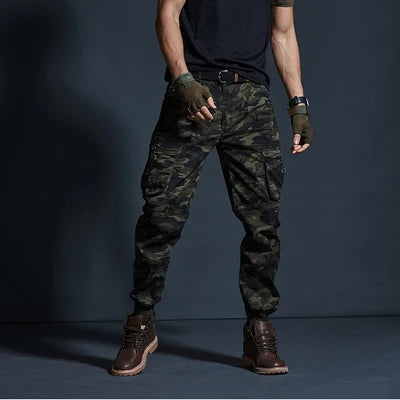 High Quality Khaki Casual Pants Men Tactical Joggers Camouflage Cargo Pants Multi-Pocket Fashions Black Army Trousers Work Wear