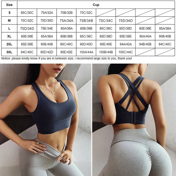 Cloud Hide S-XXXL Sports Bra Push Up Underwear Women Fitness Solid Yoga Crop Top Athletic Vest Gym Shirt Quick Dry Sportswear