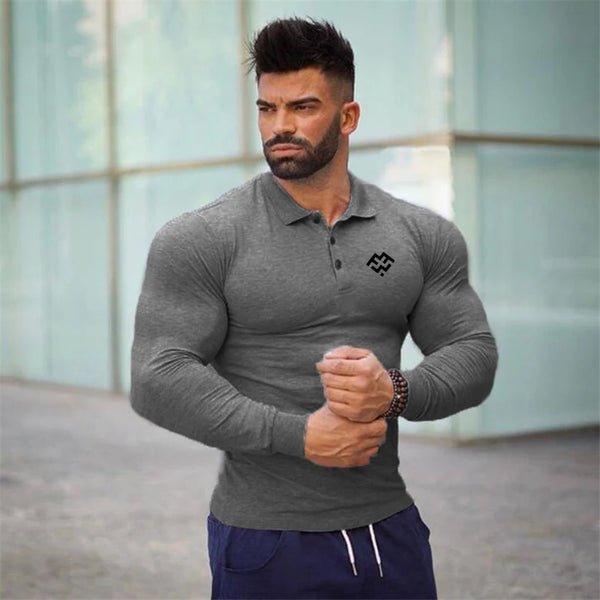 Brand New Breathable Men's Polo Shirt High Quality Fitness Men Stretch Cotton Long Sleeve Shirt Casual Spring Mens Polo Shirts