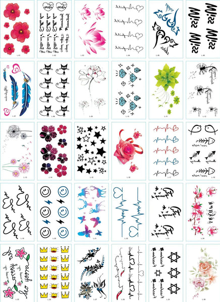 30Pcs/Set No Repeat Temporary Tattoo Stickers Waterproof Arm Clavicle Body Art Sticker Disposable butterfly tatouage temporaire