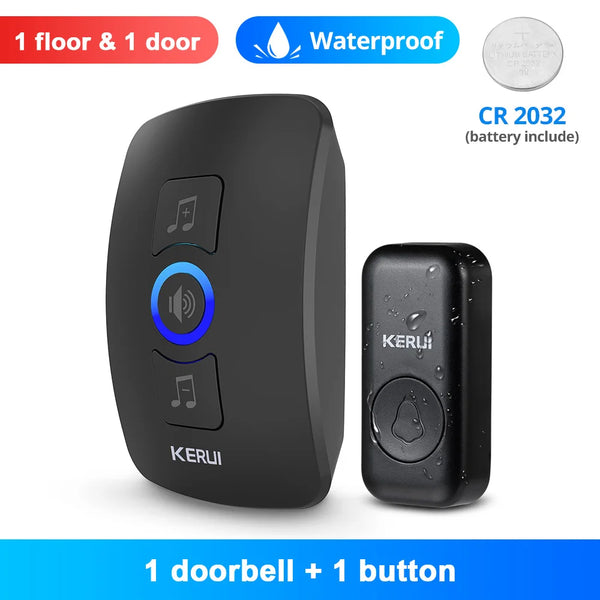 KERUI M525 Outdoor Wireless Doorbell Waterproof Smart Home Door Bell Chime Kit LED Flash Security Alarm Welcome House Melodies