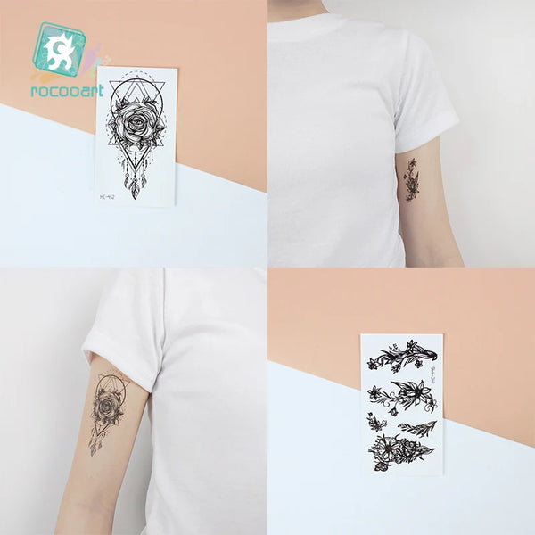 30 Sheets Waterproof Black Tiny Tattoo Feather Women Body Hand Art Drawing Temporary Tattoo Stickers Men Finger Words Tatto Face