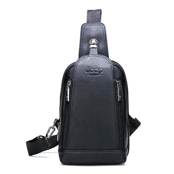 JEEP BULUO Brand Travel Hiking Messenger Shoulder Bags Men's Large Capacity Sling Crossbody Bag Solid Men Leather Bag