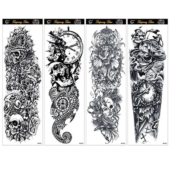 20 Sheets Large Full Arm Temporary Tattoo Sticker Men Women Cool Skull Forest Fish Leg Shoulder Sleeve Fake Body Art Totem