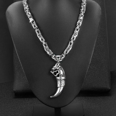 Punk Stainless Steel Jewelry Wolf Pendant Necklace For Men Women 2021 New Byzantine Chain Fahsion Emperor Chain Jewelry Gifts