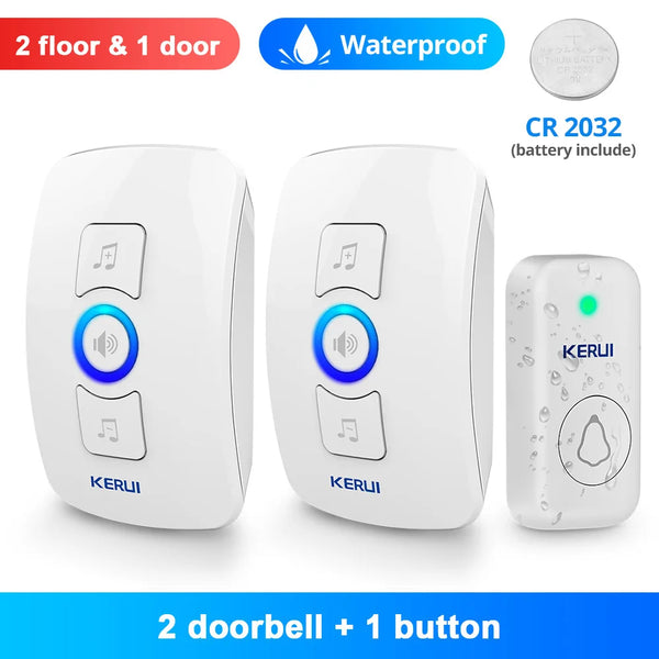 KERUI M525 Outdoor Wireless Doorbell Waterproof Smart Home Door Bell Chime Kit LED Flash Security Alarm Welcome House Melodies