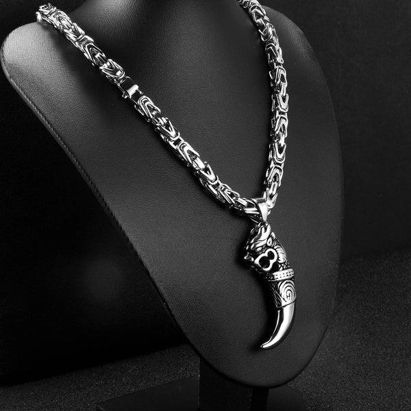 Punk Stainless Steel Jewelry Wolf Pendant Necklace For Men Women 2021 New Byzantine Chain Fahsion Emperor Chain Jewelry Gifts