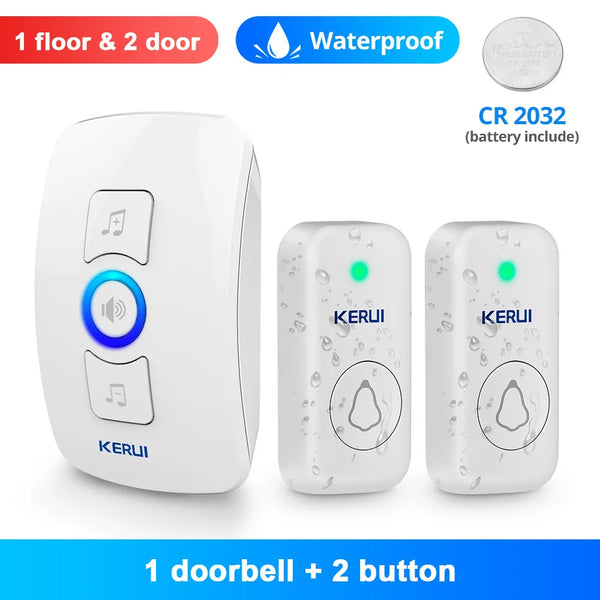 KERUI M525 Outdoor Wireless Doorbell Waterproof Smart Home Door Bell Chime Kit LED Flash Security Alarm Welcome House Melodies