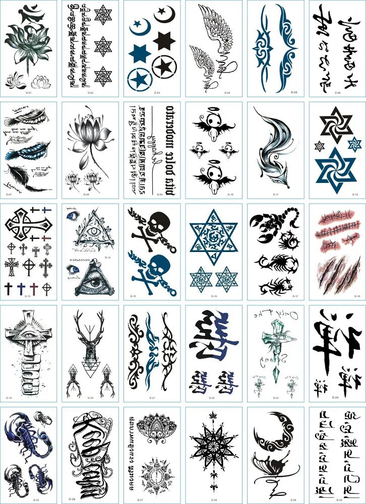 30Pcs/Set No Repeat Temporary Tattoo Stickers Waterproof Arm Clavicle Body Art Sticker Disposable butterfly tatouage temporaire