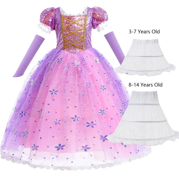 Children Girl Rapunzel Dress Kids Tangled Disguise Carnival Girl Princess Costume Birthday Party Gown Outfit Clothes 2-10 Years