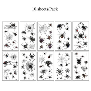 10pcs Spider Web Tattoo Stickers for Halloween Disposable Temporary Tattoos For Men Women Face Makeup Body Decr for Children