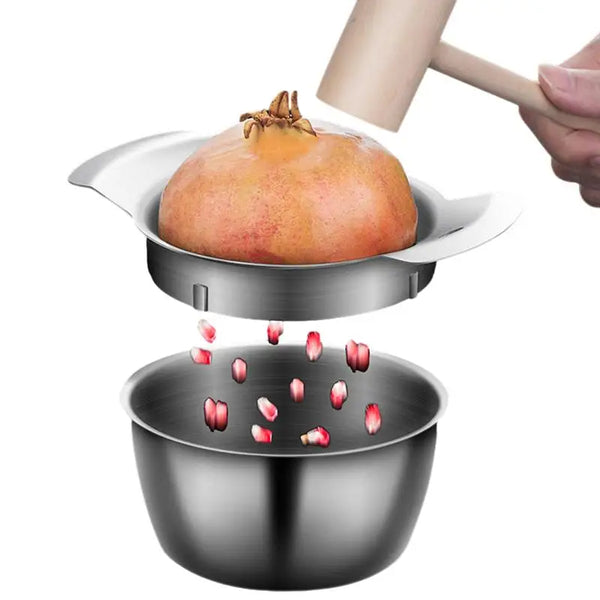 Pomegranate Opener With Bowl Stainless Steel Easy Removal Pomegranate Peeler Kitchen Gadget Artifact For Pomegranates