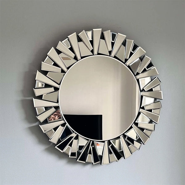 Round Wall Mirror 32 inch Large Accent Mirror Modern Home Art Accent Decor Mirror with Beveled Frame Bathroom Bedroom Livingroom