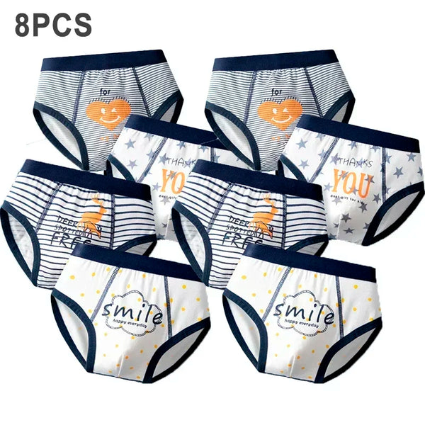 8 Pcs/Lot Boys Underwears Cotton Children Panties Teenage Antibacterial Shorts Cartoon Kids Breathable Underpants Briefs For Boy