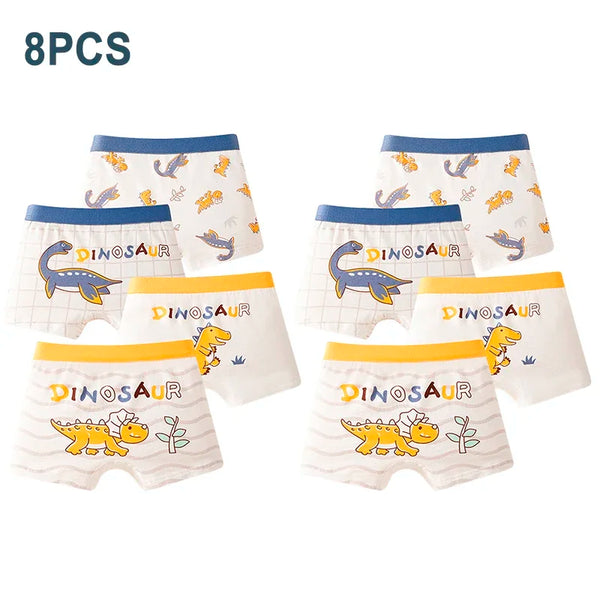 8pcs Hot Boxer Shorts Kids Class A Cotton Boxer Underpants Soft Skin-friendly Fabric Cute Cartoon Underwear Boy Shorts For Boys