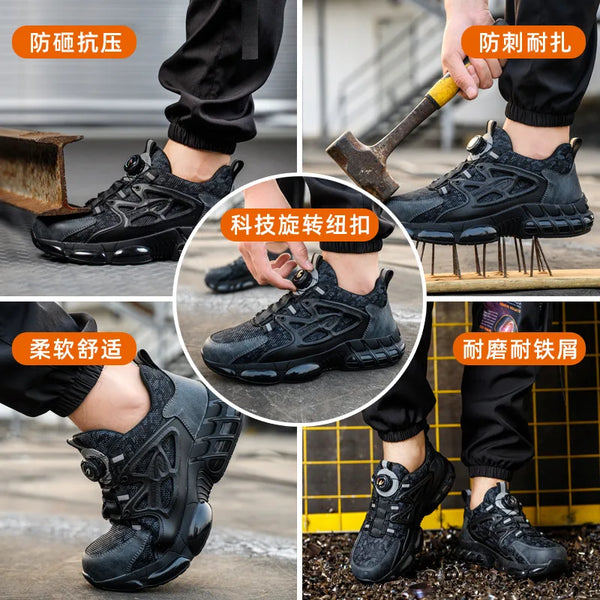 New Safety Boots Men Work Sneakers Anti-smash Indestructible Shoes Steel Toe Protective Boots Anti-puncture Work Safety Shoes