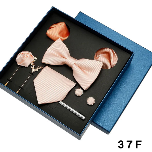 Luxury Men's Tie Necktie Bow Tie Gift Box 8-Piece Solids Colors Thread Fashion Professional Business Suit Accessories Wedding