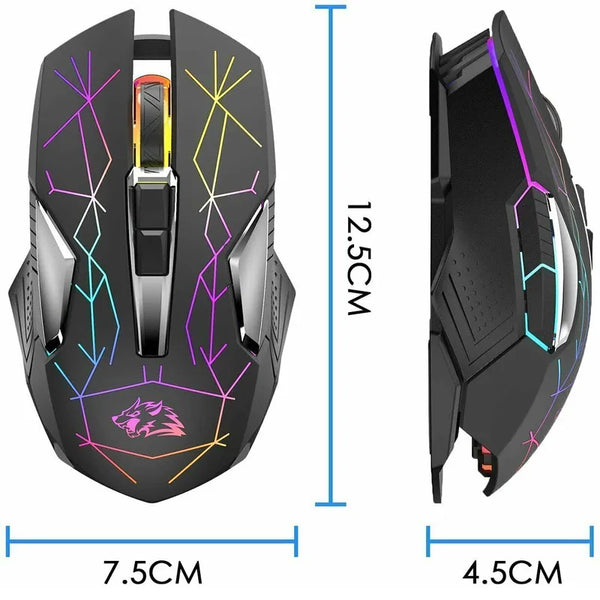 Silent Wireless Gaming Mouse Multi-Colour Backlit Rechargeable For Laptop PC